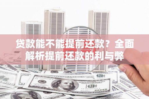 普宁贷款能不能提前还款？全面解析提前还款的利与弊