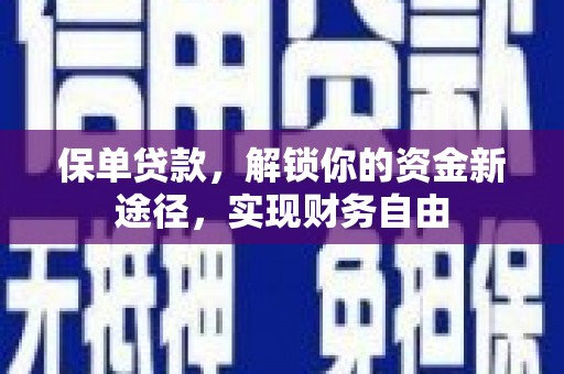 普宁保单贷款，解锁你的资金新途径，实现财务自由