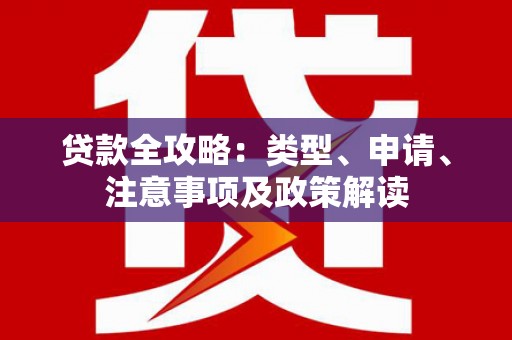 普宁贷款全攻略：类型、申请、注意事项及政策解读